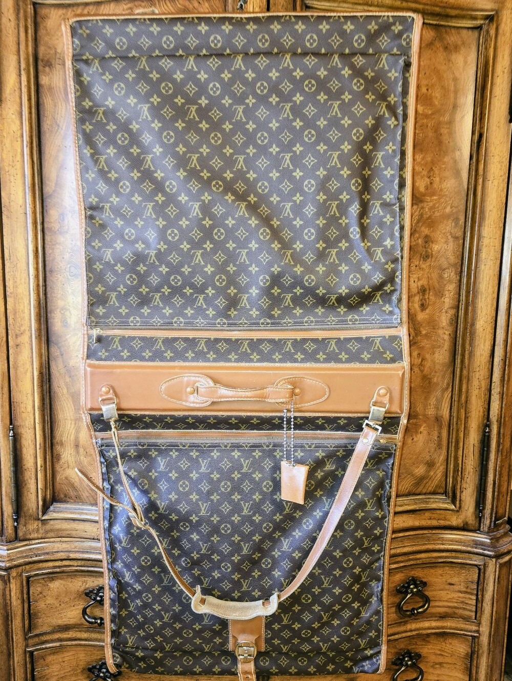 Louis Vuitton Brown Monogram Garment Carrier with Tan Trim